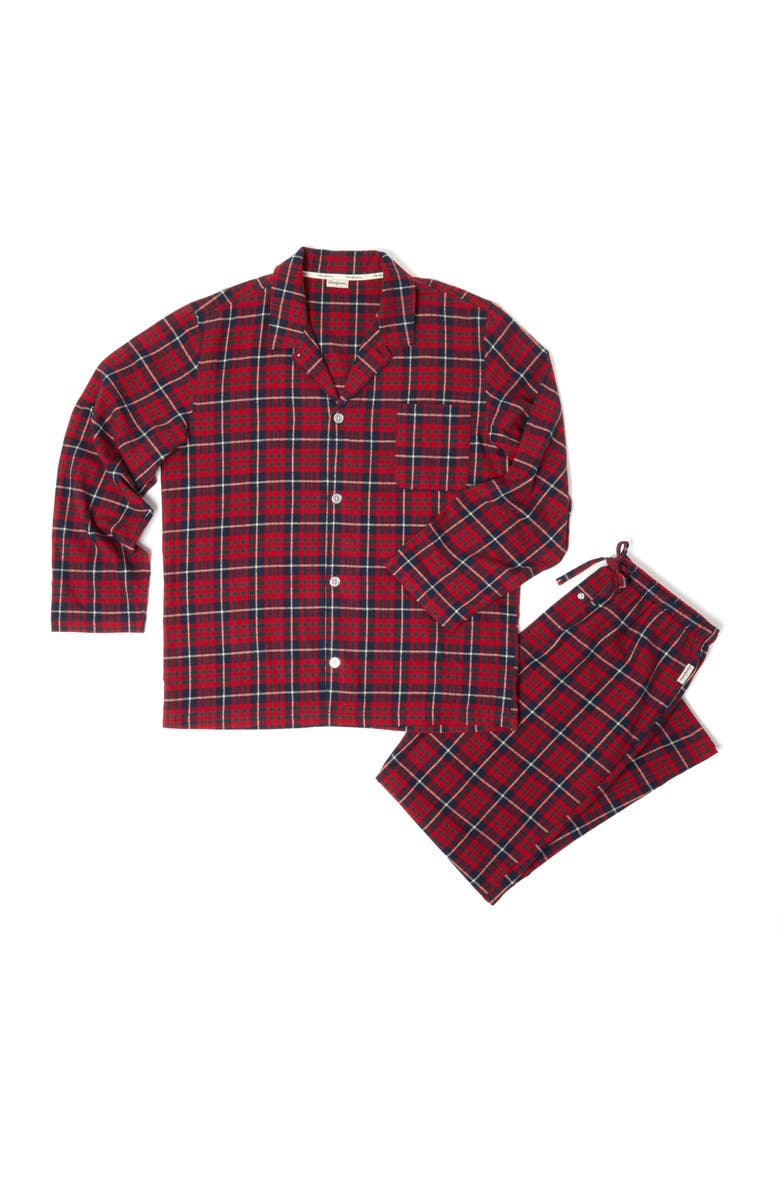 DEARFOAMS Two-Piece Matching Plaid Pajama Set, Main, color, 
