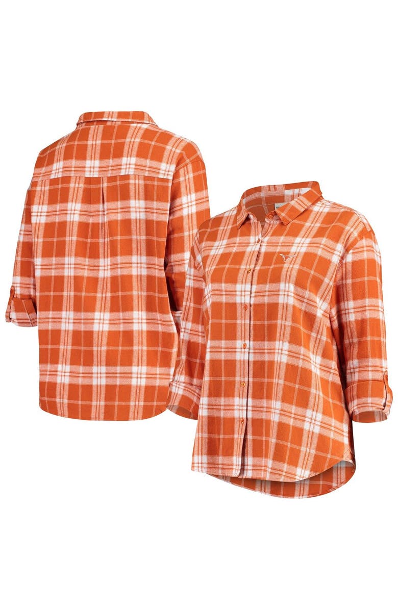 UG APPAREL Women's Texas Orange Texas Longhorns Plus Size Missy Boyfriend Plaid Flannel Button-Up Shirt, Alternate, color, 