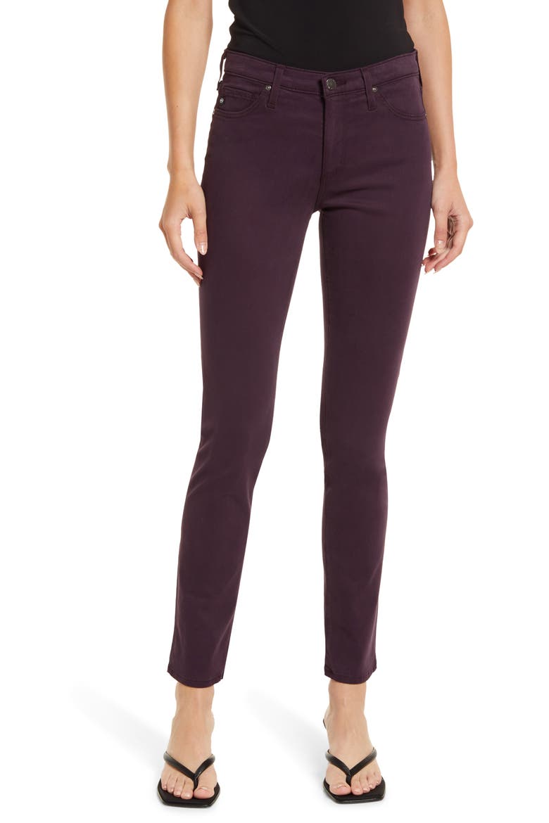 'The Prima' Cigarette Leg Skinny Jeans, Main, color, DARK BERRY