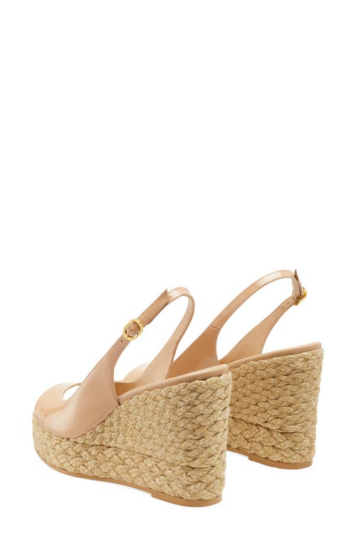 Stuart Weitzman Island Patent Slingback Espadrille Sandals In Adobe/natural