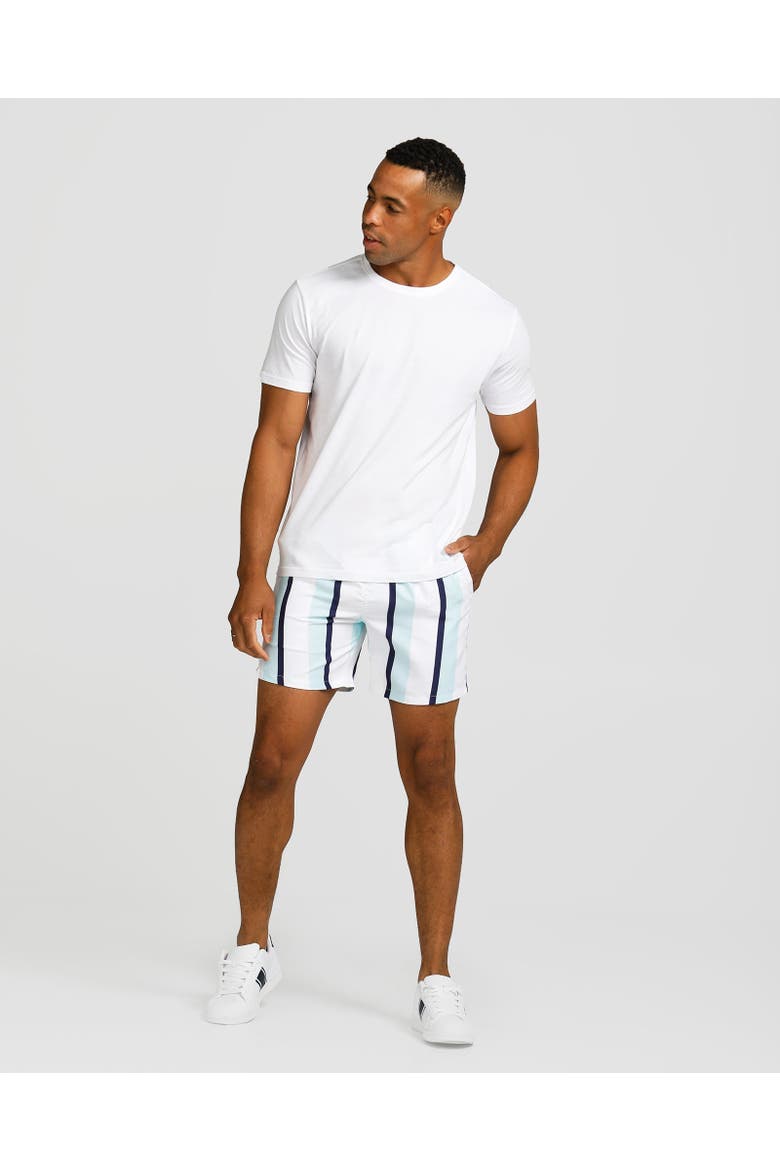 Capri Swim Short, Alternate, color, Navy, Mint & White Stripe