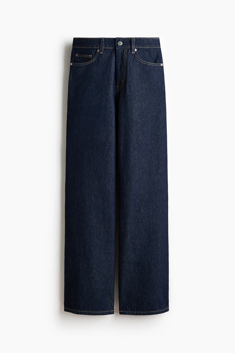 Wide High Waist Jeans, Alternate, color, Navy denim blue
