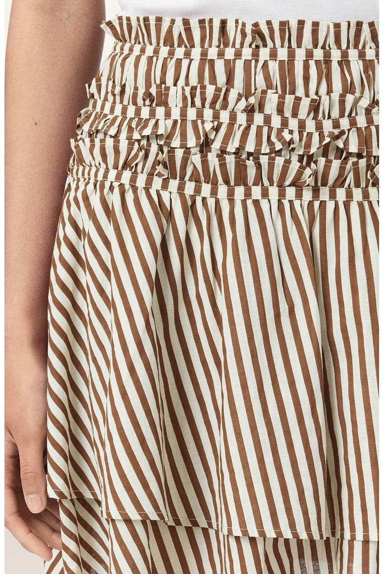 Kali Stripe Miniskirt, Alternate, color, PENNY BROWN/ WHITE