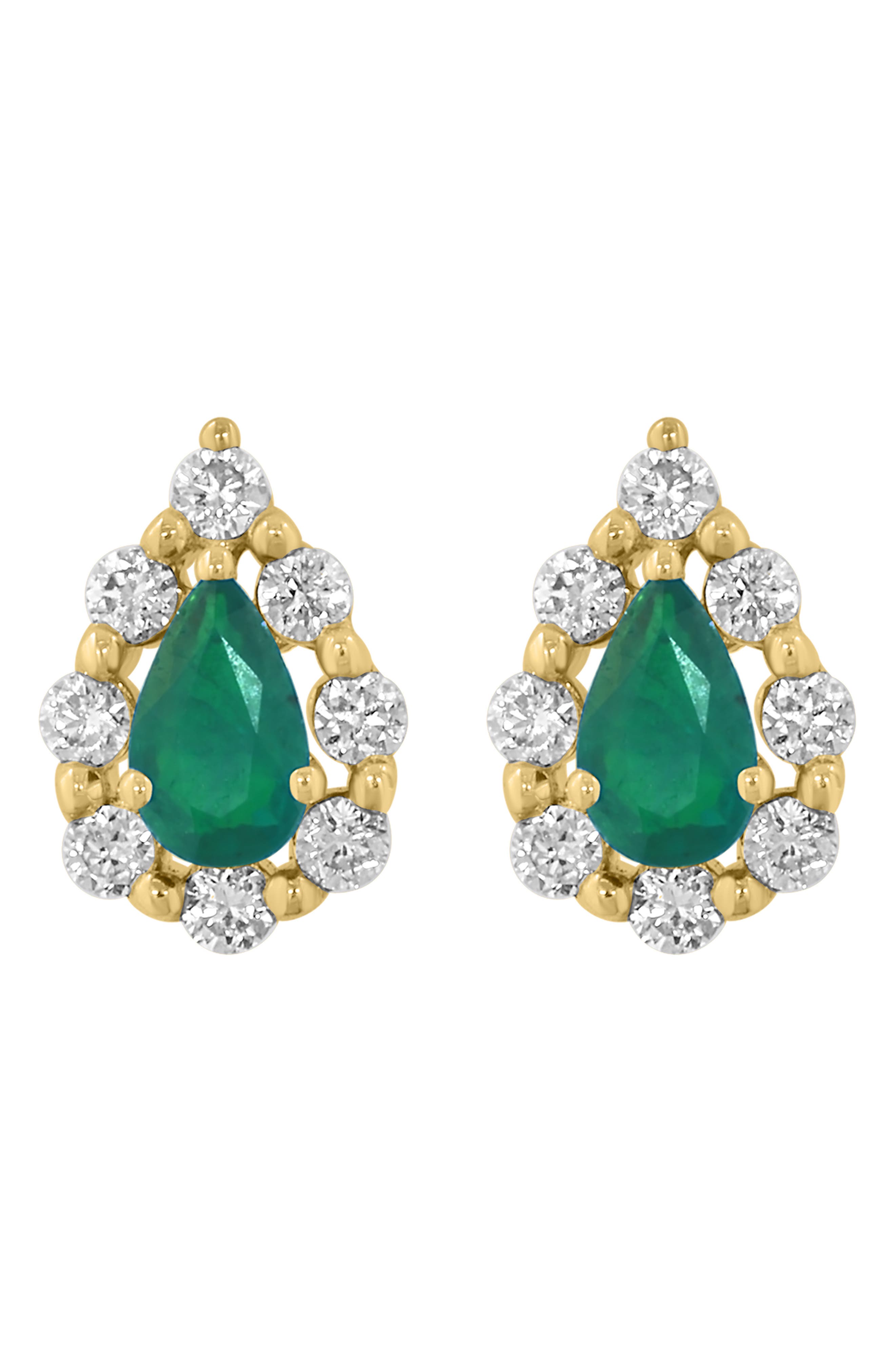 EFFY Diamond & Emerald Stud Earrings