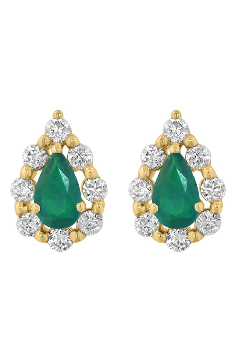 EFFY Diamond & Emerald Stud Earrings, Main, color, Green