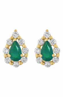 EFFY Diamond & Emerald Stud Earrings