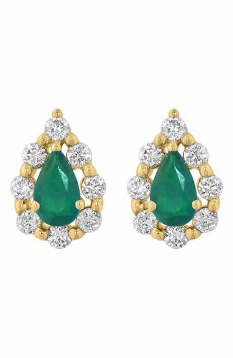 EFFY Diamond & Emerald Stud Earrings