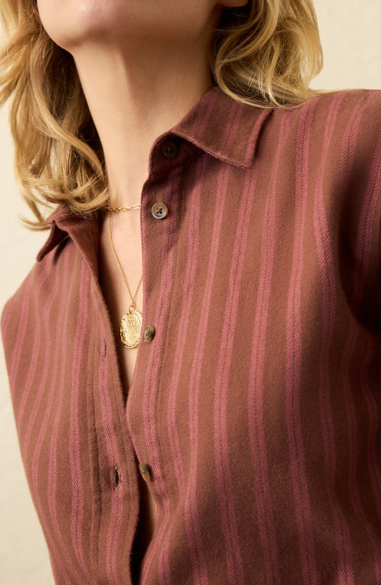 Faherty Nazaré Relaxed Flannel Button-Up Shirt, Alternate, color, Cliff Walk Stripe