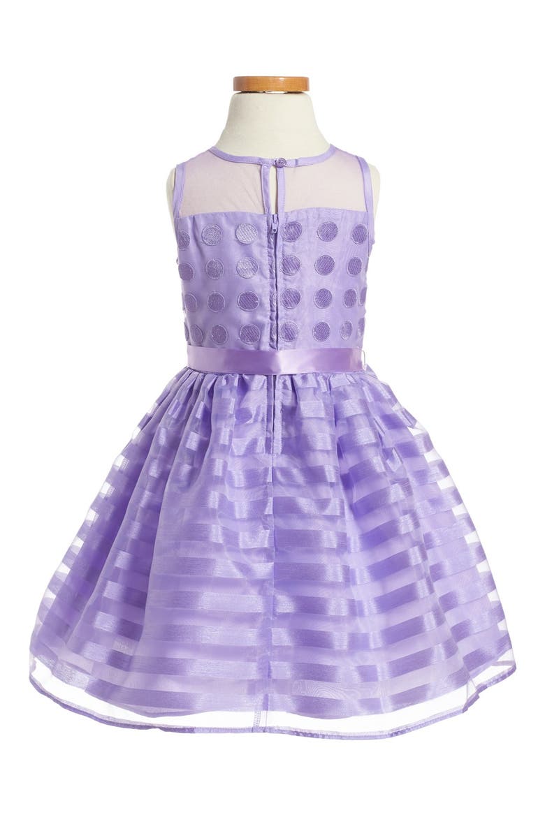 Dot & Stripe Overlay Party Dress, Alternate, color, LAVENDAR