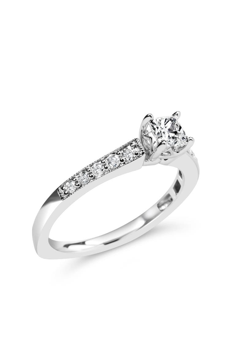 14K White Gold Diamond 1/2 Cttw Princess Cut Diamond Engagement Ring, Alternate, color, White
