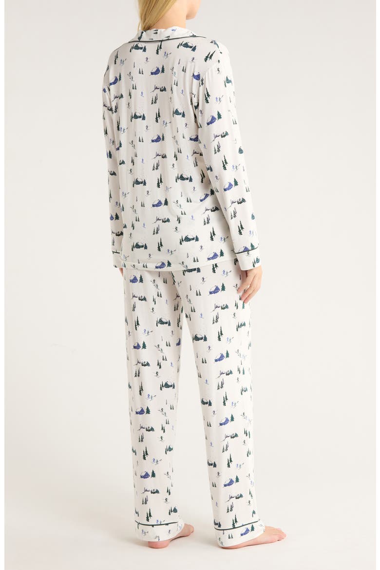 Gisele Printed Long Pajamas, Alternate, color, SKI CHALET IVORY/ PIN