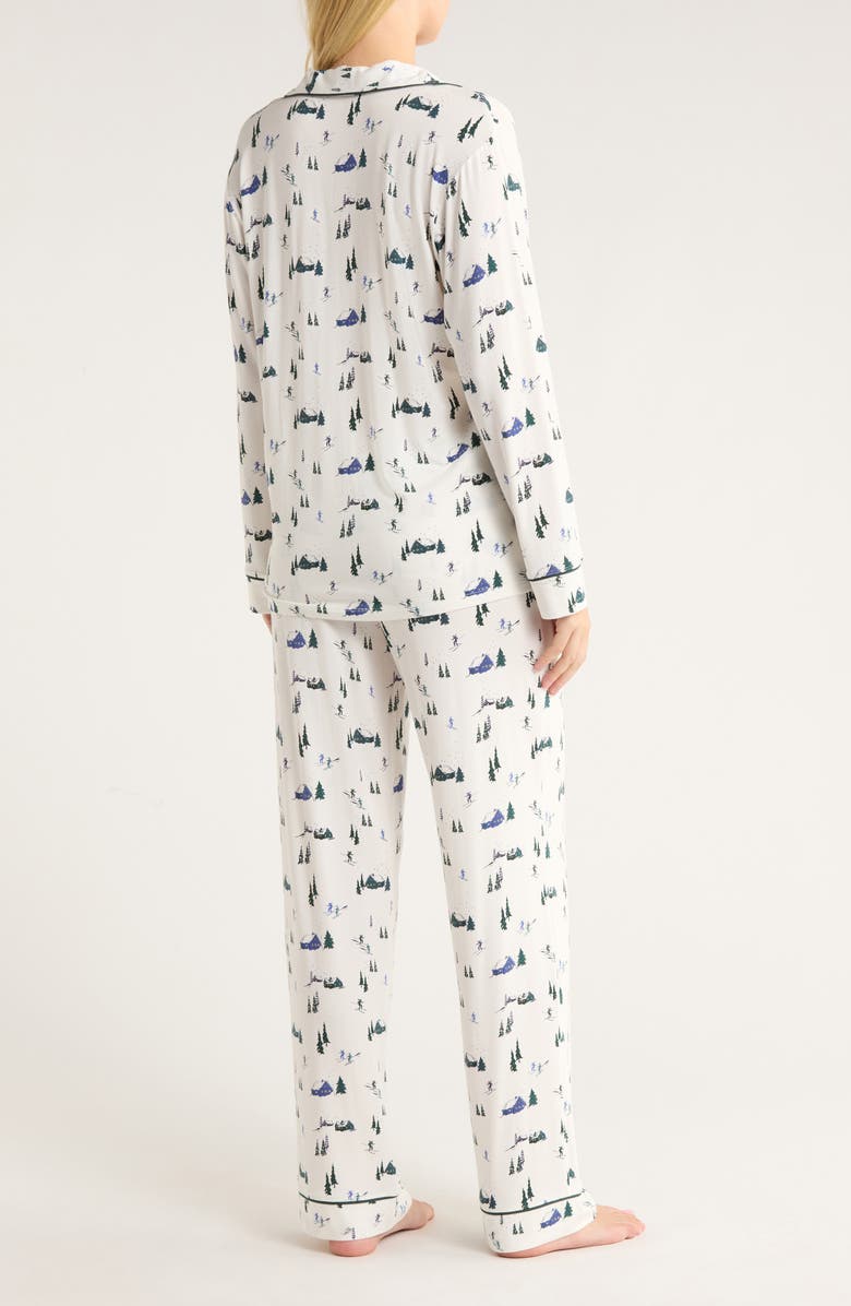 Eberjey Gisele Printed Long Pajamas, Alternate, color, Ski Chalet Ivory/ Pin