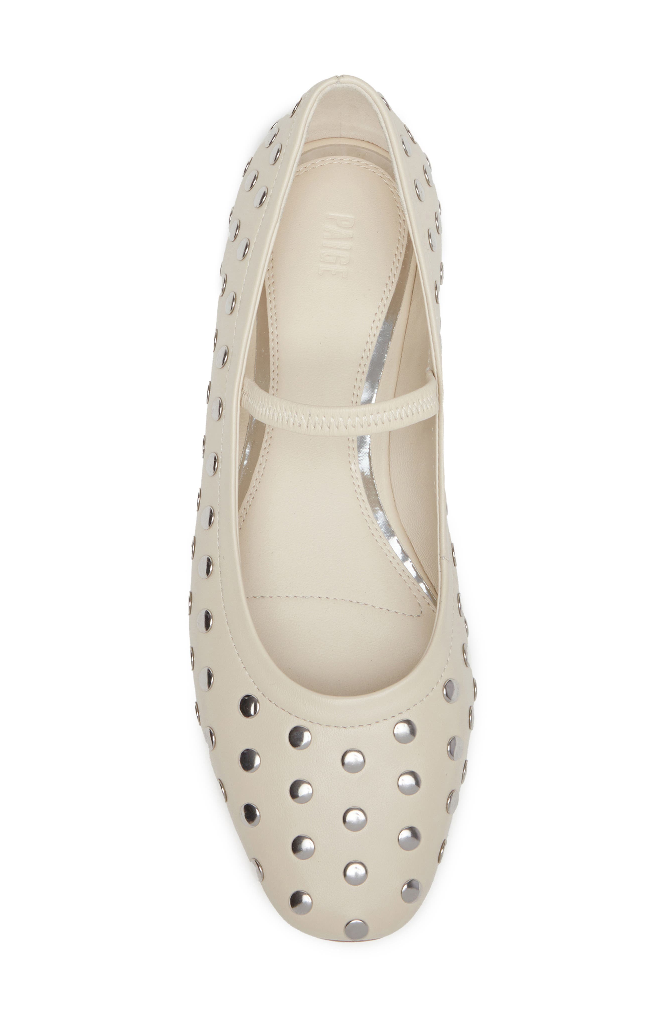 PAIGE Joya Stud Mary Jane Flat, Alternate, color, Bone