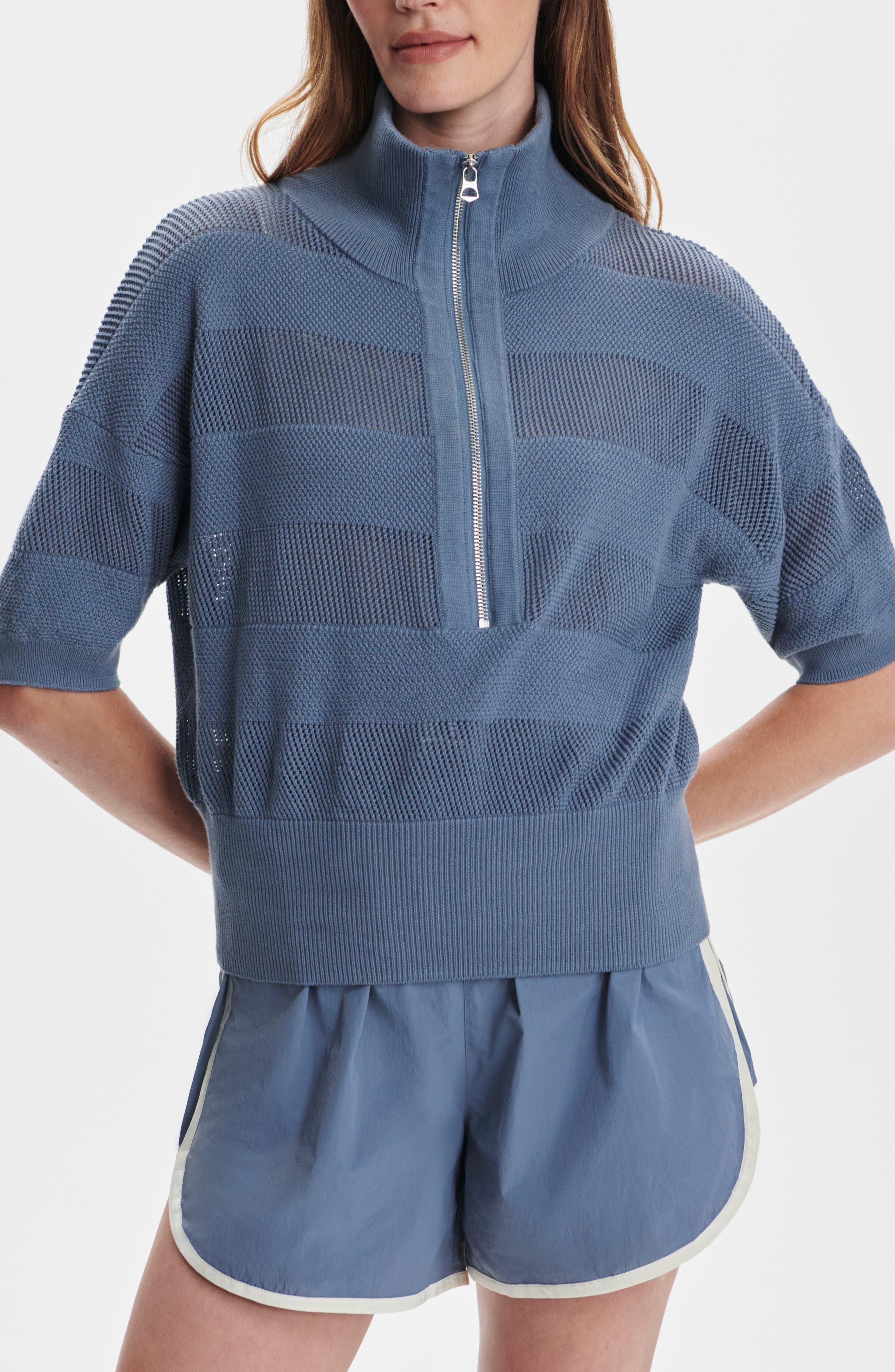 Varley Kembria Mesh Stripe Half Zip Top