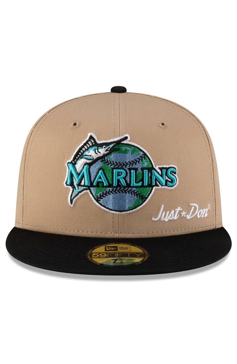 New Era x Just Don Men's New Era x Just Don Light Beige/ Black Florida Marlins Just Don x Earth Day 59FIFTY Fitted Hat, Alternate, color, Light Beige