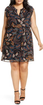 DR2 by Daniel Rainn Daniel Rainn Printed Tie Waist Dress