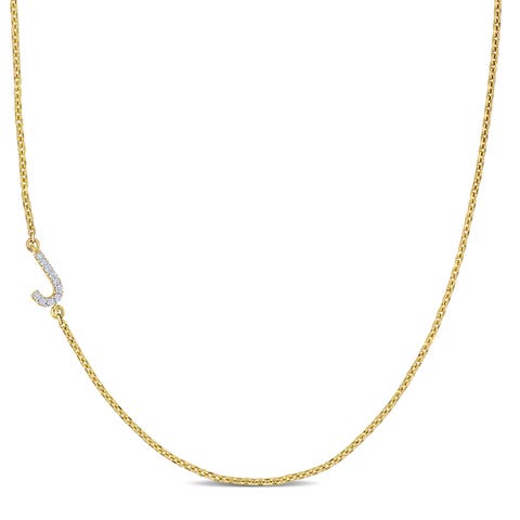 Diamond Initial Necklace 14k Yellow Gold