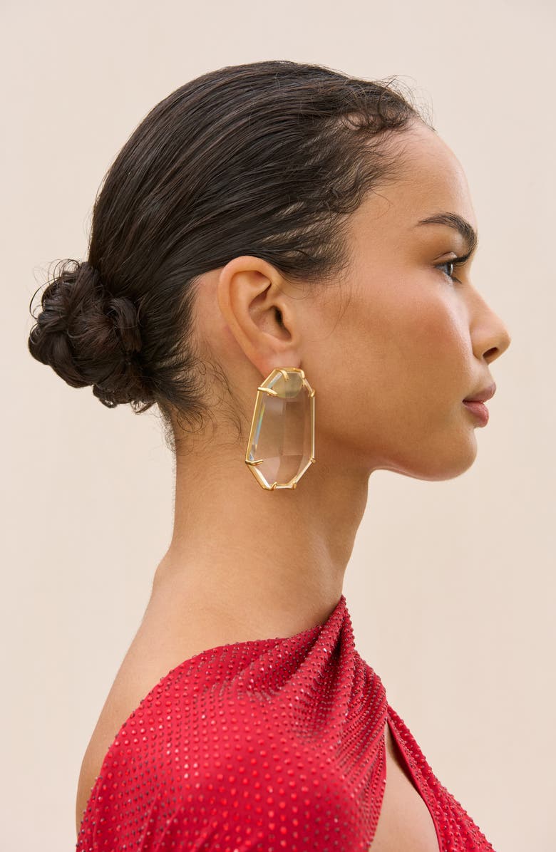 Cult Gaia Elsa Geometric Earrings, Alternate, color, Clear/ Brass