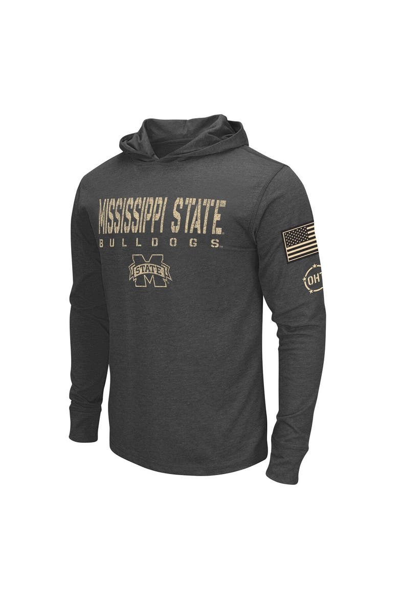 Men's Colosseum Heather Black Mississippi State Bulldogs Team OHT Military Appreciation Long Sleeve Hoodie T-Shirt, Alternate, color, Black