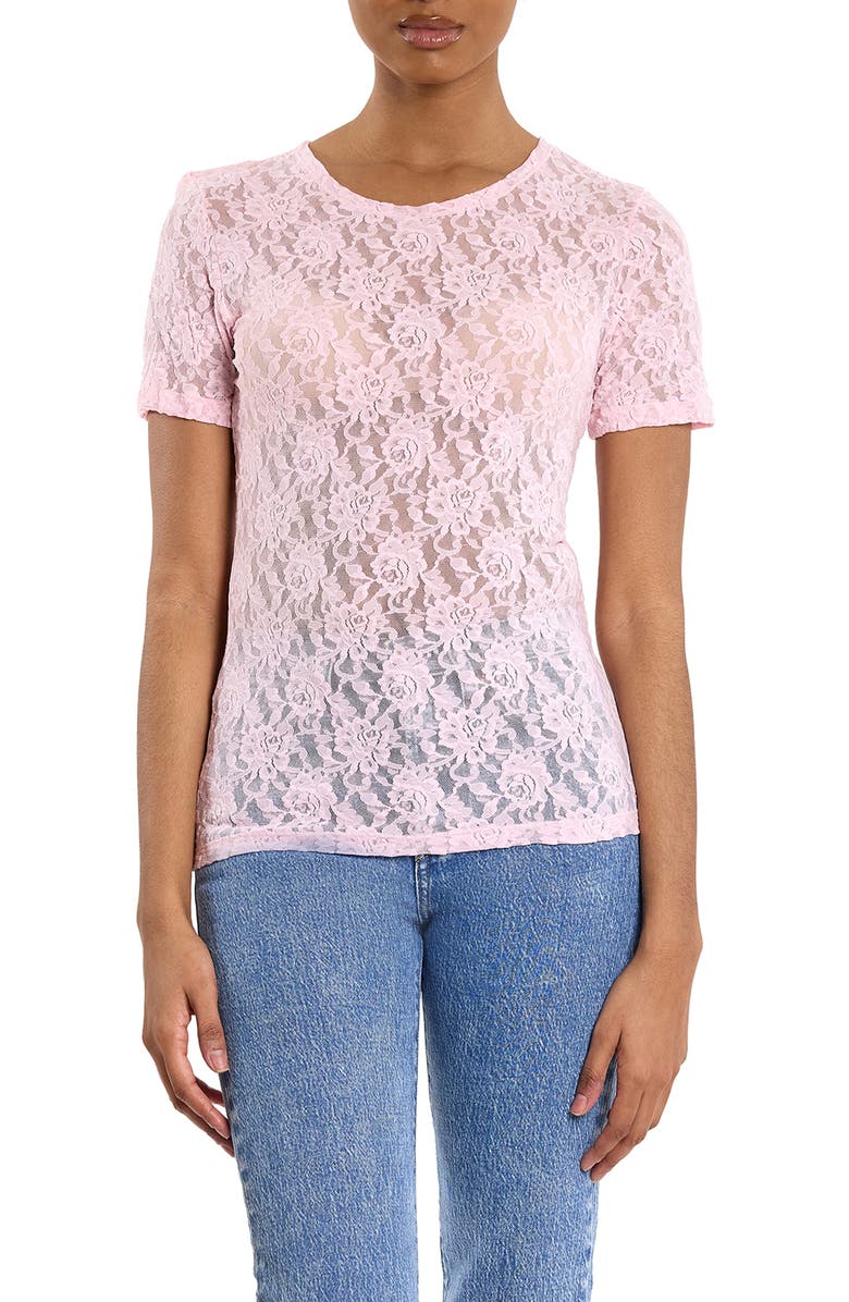 Hanky Panky Signature Lace Long Sleeve Top, Main, color, Bliss Pink