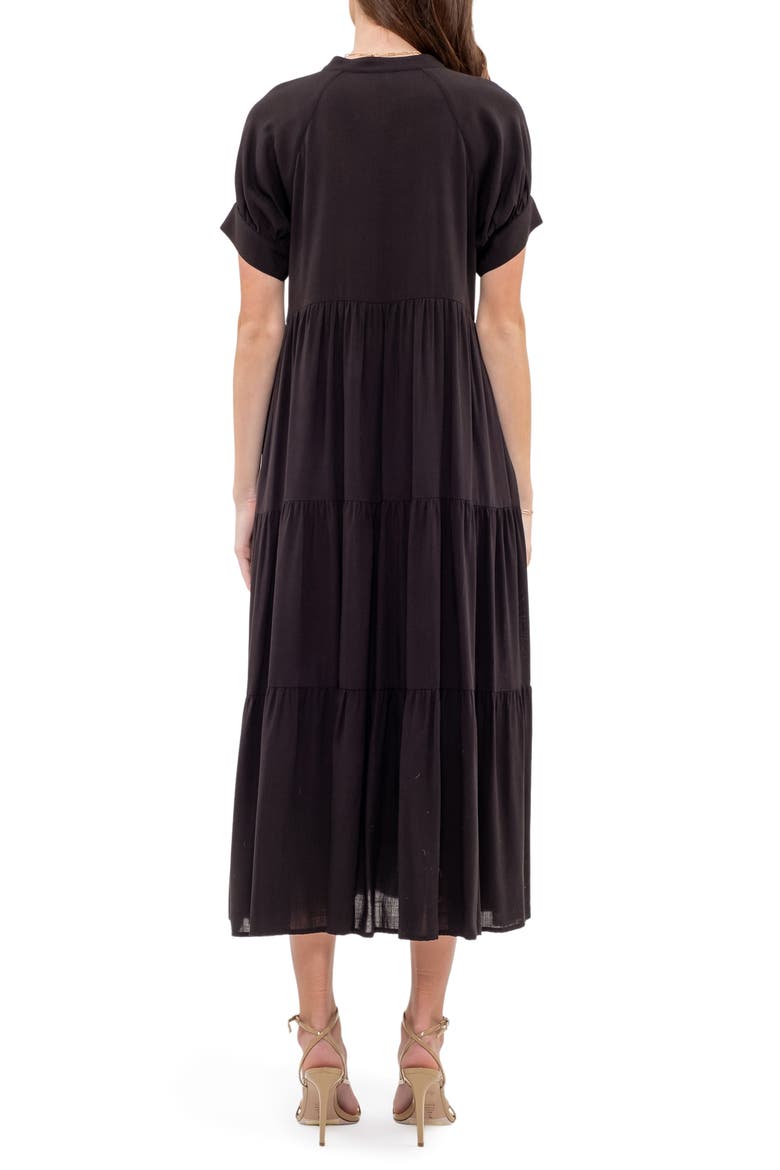 Tiered Midi Dress, Alternate, color, BLACK