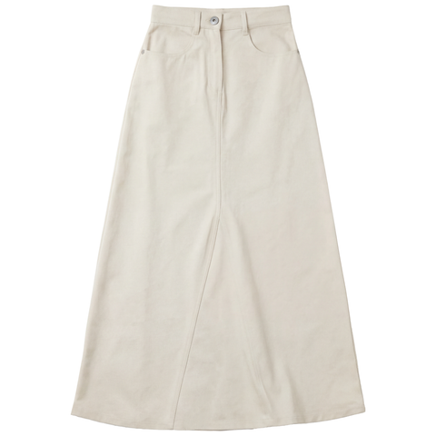 Mineral Wash Godet Panel Front Zip Maxi Skirt