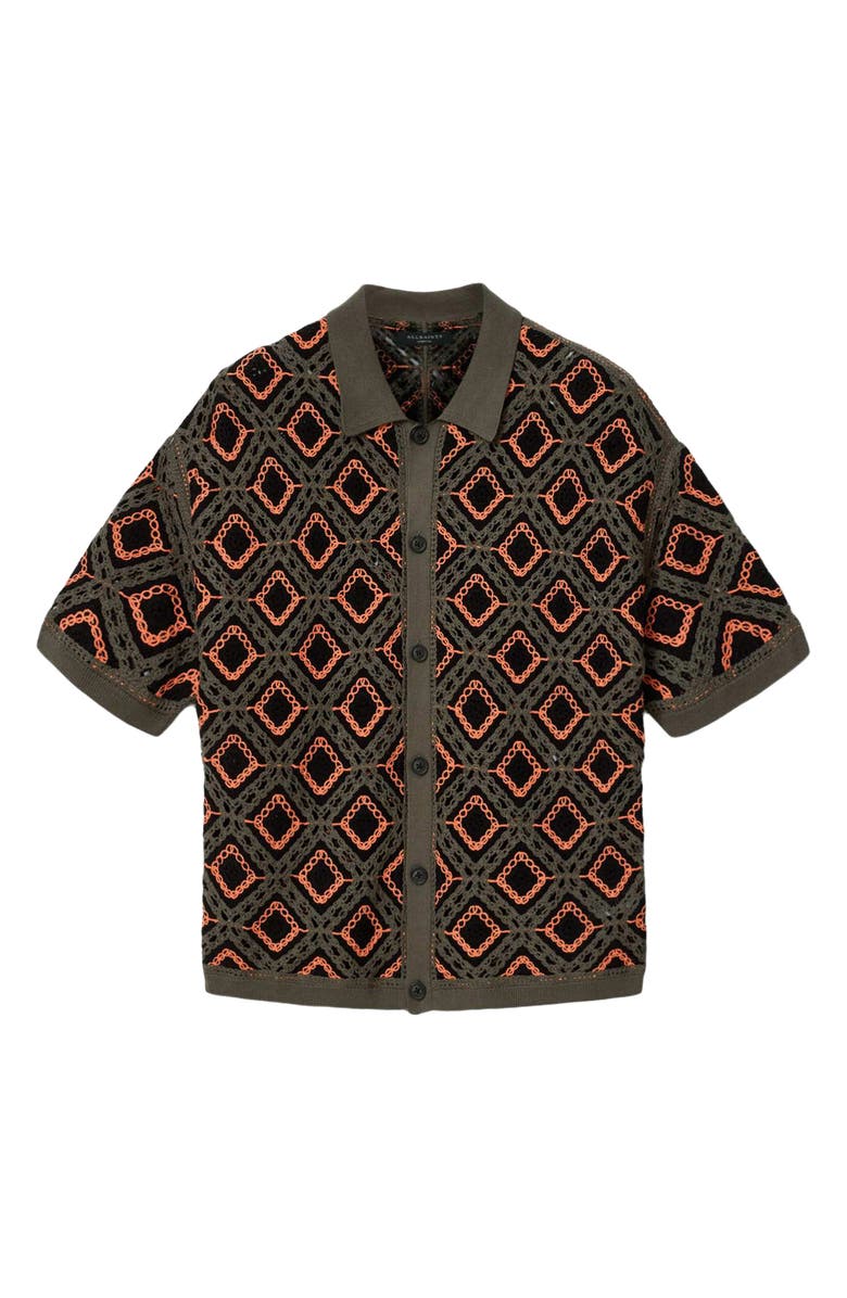AllSaints Morena Knit Short Sleeve Cardigan, Alternate, color, Salmon Orange
