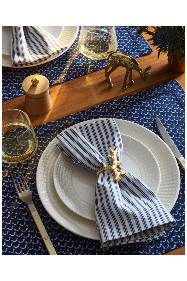 Set of 4 French Ticking Cotton Napins, Alternate, color, NAVY