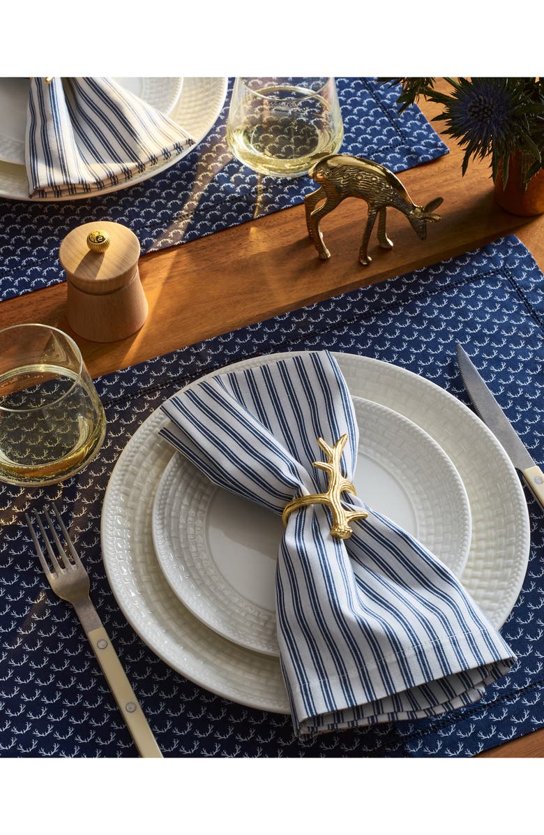 Petite Plume Set of 4 French Ticking Cotton Napins, Alternate, color, Navy