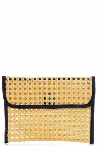 Rattan and Faux Leather Clutch