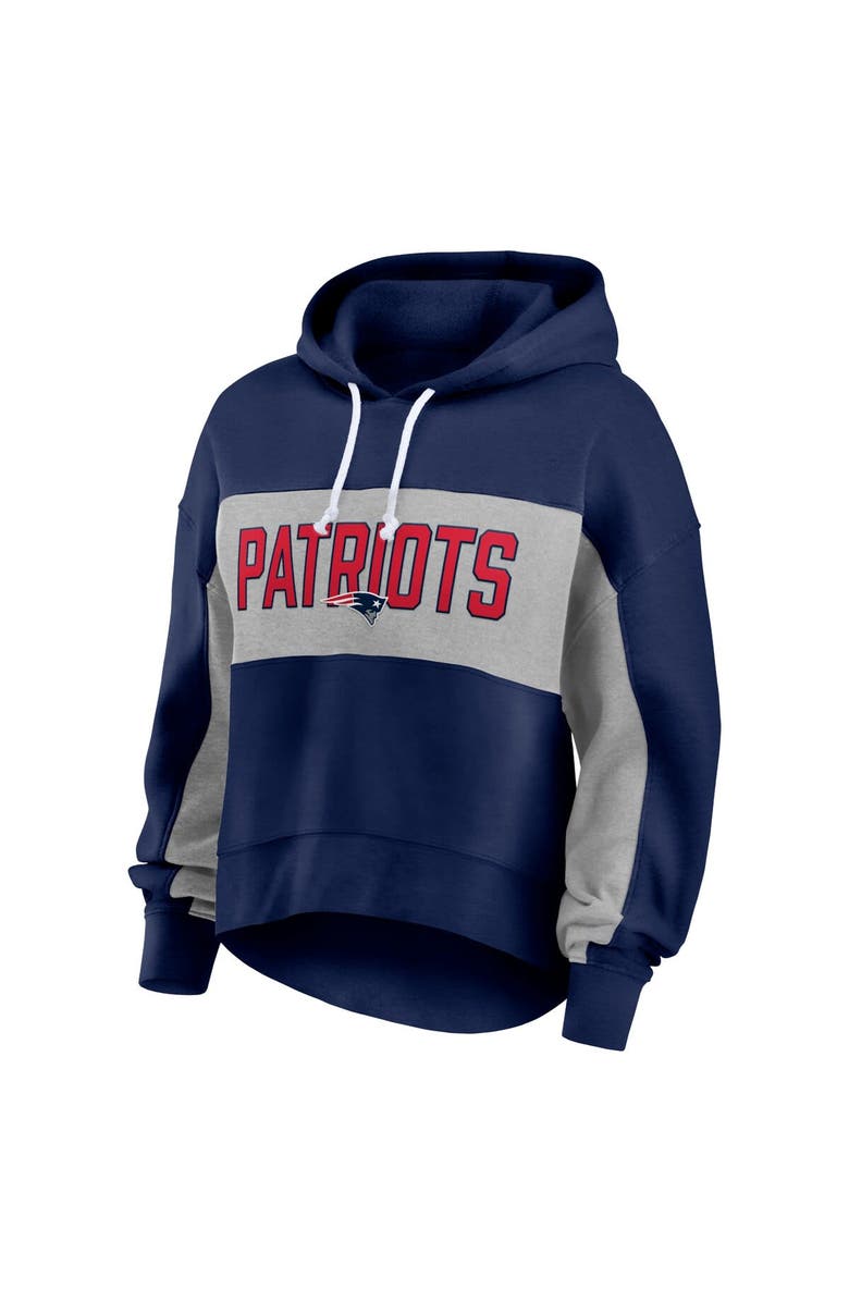 FANATICS Women's Fanatics Branded  Navy New England Patriots Filled Stat Sheet Lighweight Modest Crop Hoodie, Alternate, color, Navy