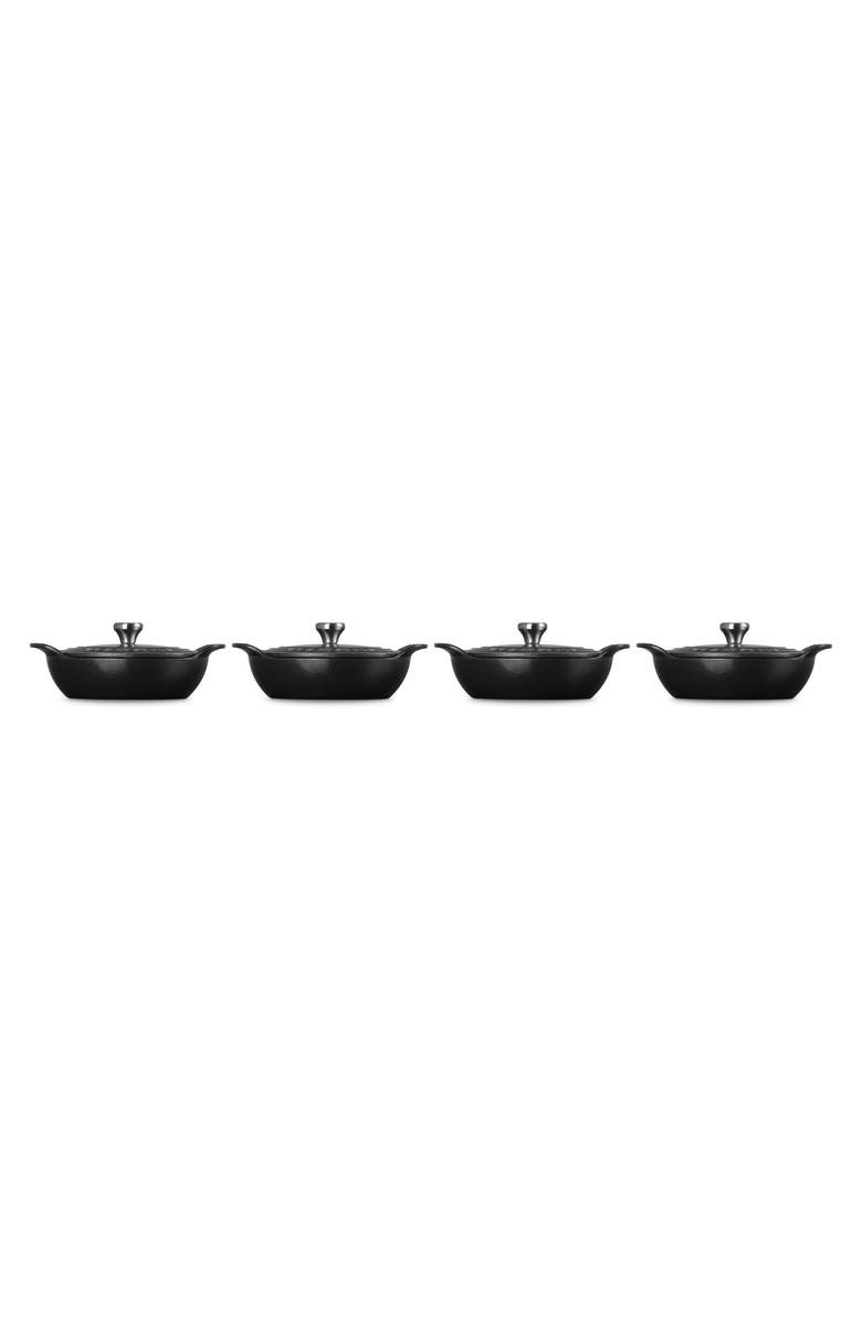 Le Creuset Gourmand Set of 4 1/3-Quart Enamel Cast Iron Braiser with Lid, Alternate, color, Matte Black