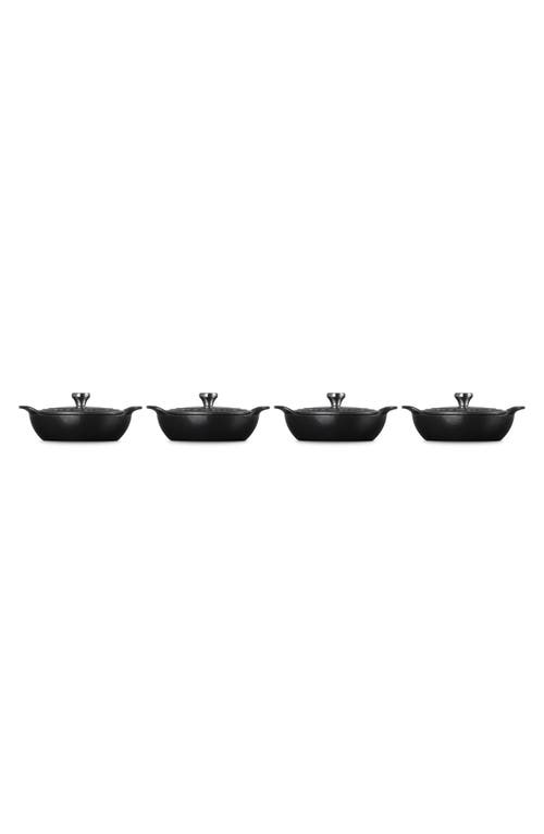 Le Creuset Enameled Cast Iron 4-pc. Covered Mini Round Braiser Set In Matte Black