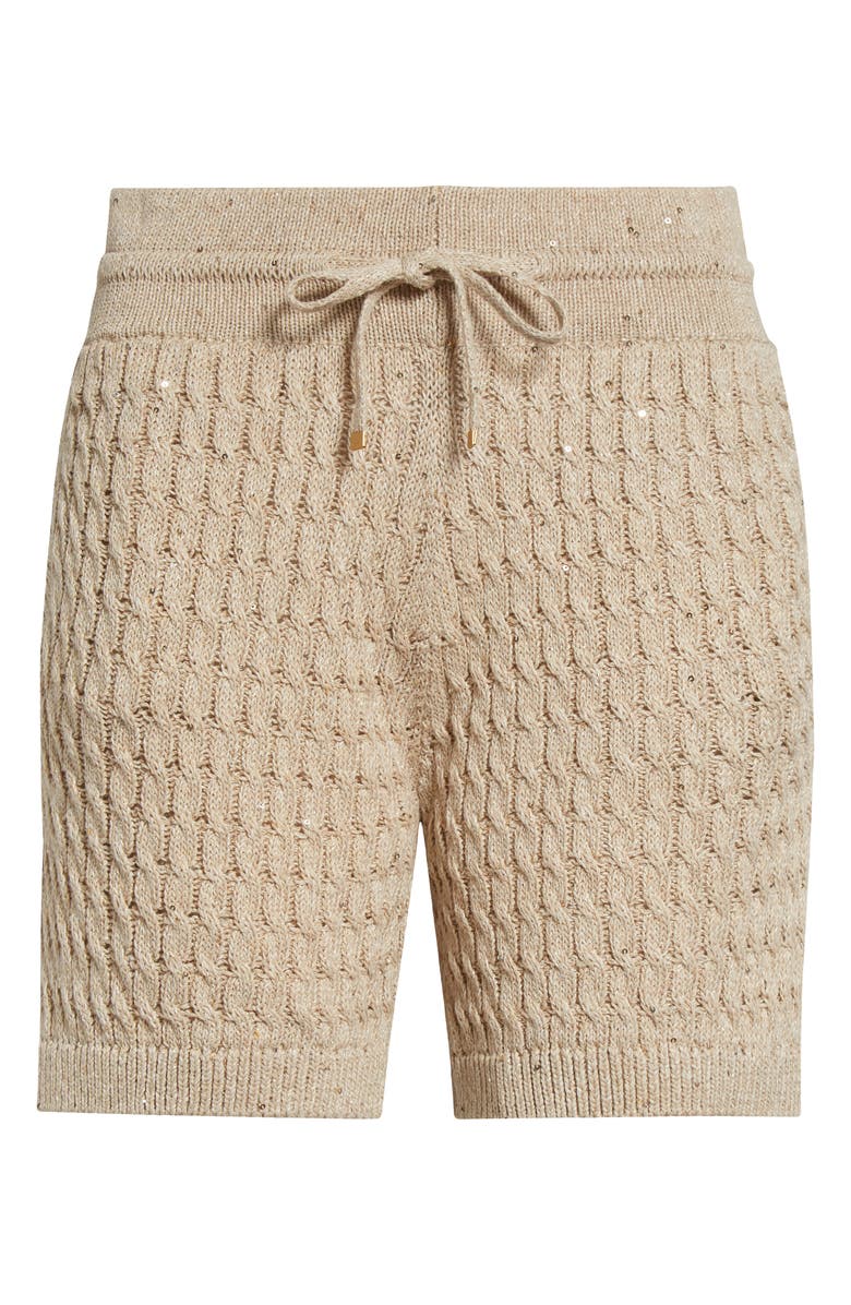 Eleventy Cable Knit Sweater Shorts, Alternate, color, Sand