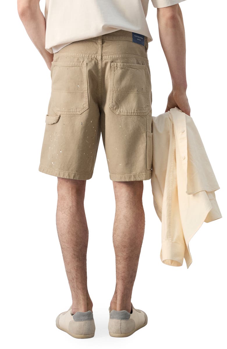 MANGO x Fantastic Man Paint Splatter Relaxed Fit Denim Bermuda Shorts, Alternate, color, Beige