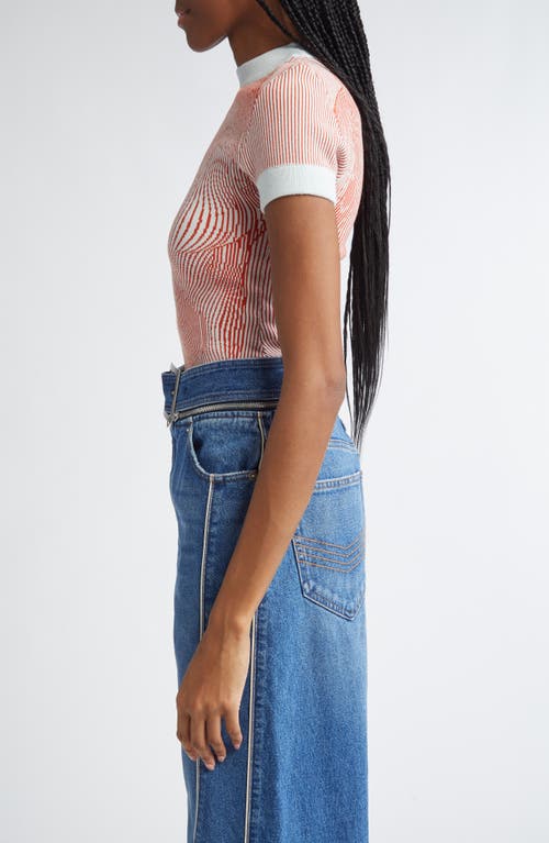 Jean Paul Gaultier The Morphing Pinstripe Short Sleeve Sweater