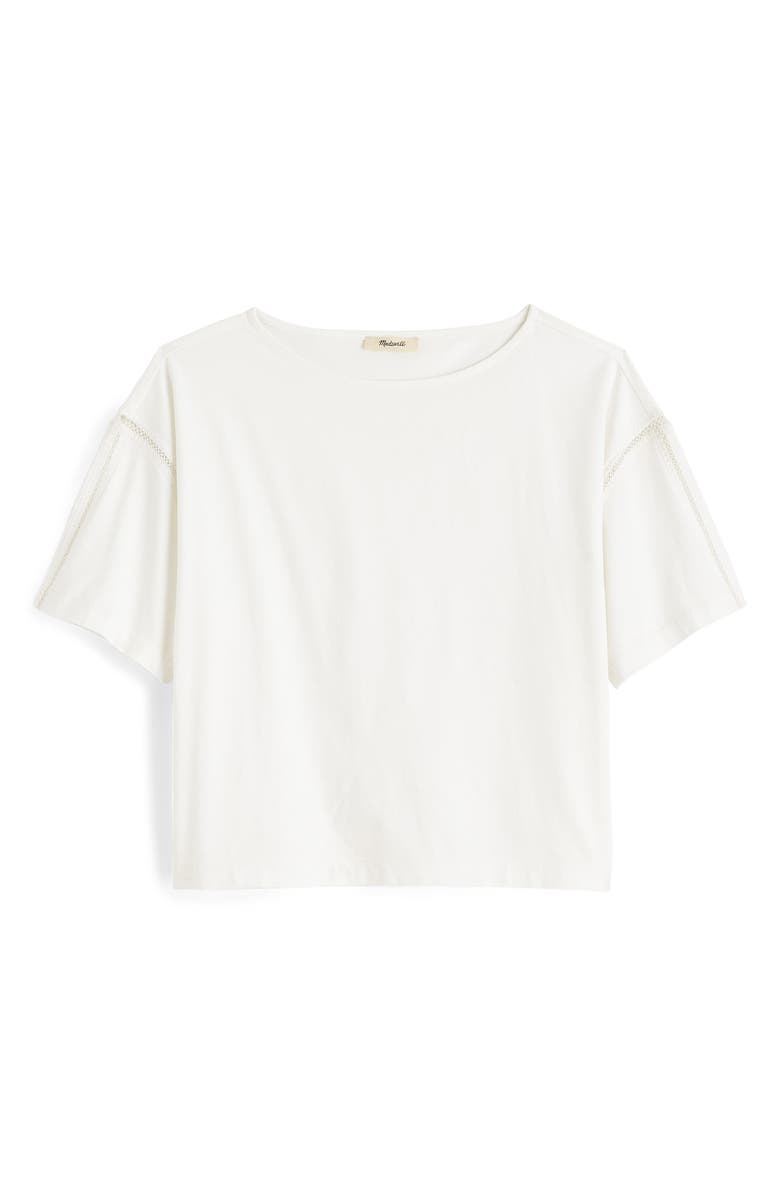 Madewell Embroidered Boxy Knit T-Shirt, Main, color, White
