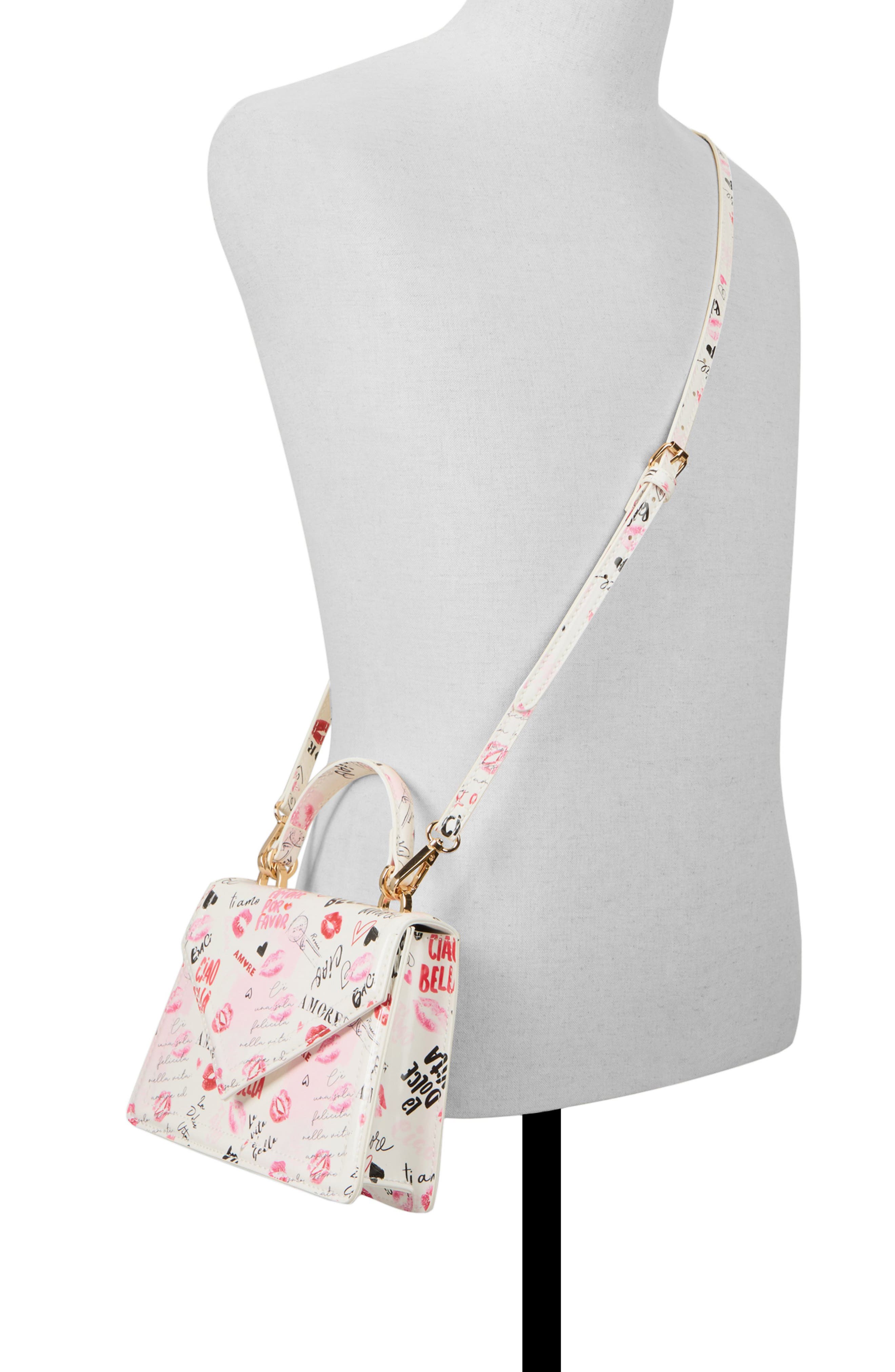 ALDO Bellavitaa Faux Leather Top Handle Bag, Alternate, color, White Combo