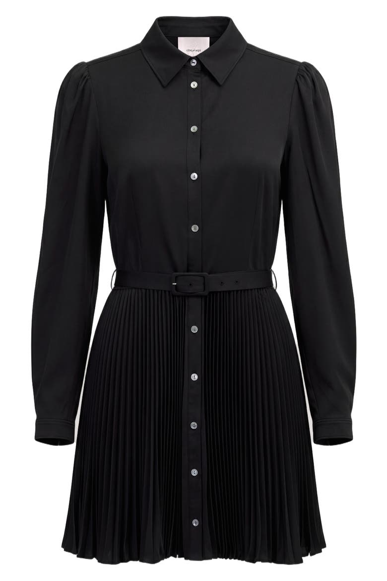 Reynolds Pleated Minidress, Alternate, color, BLACK