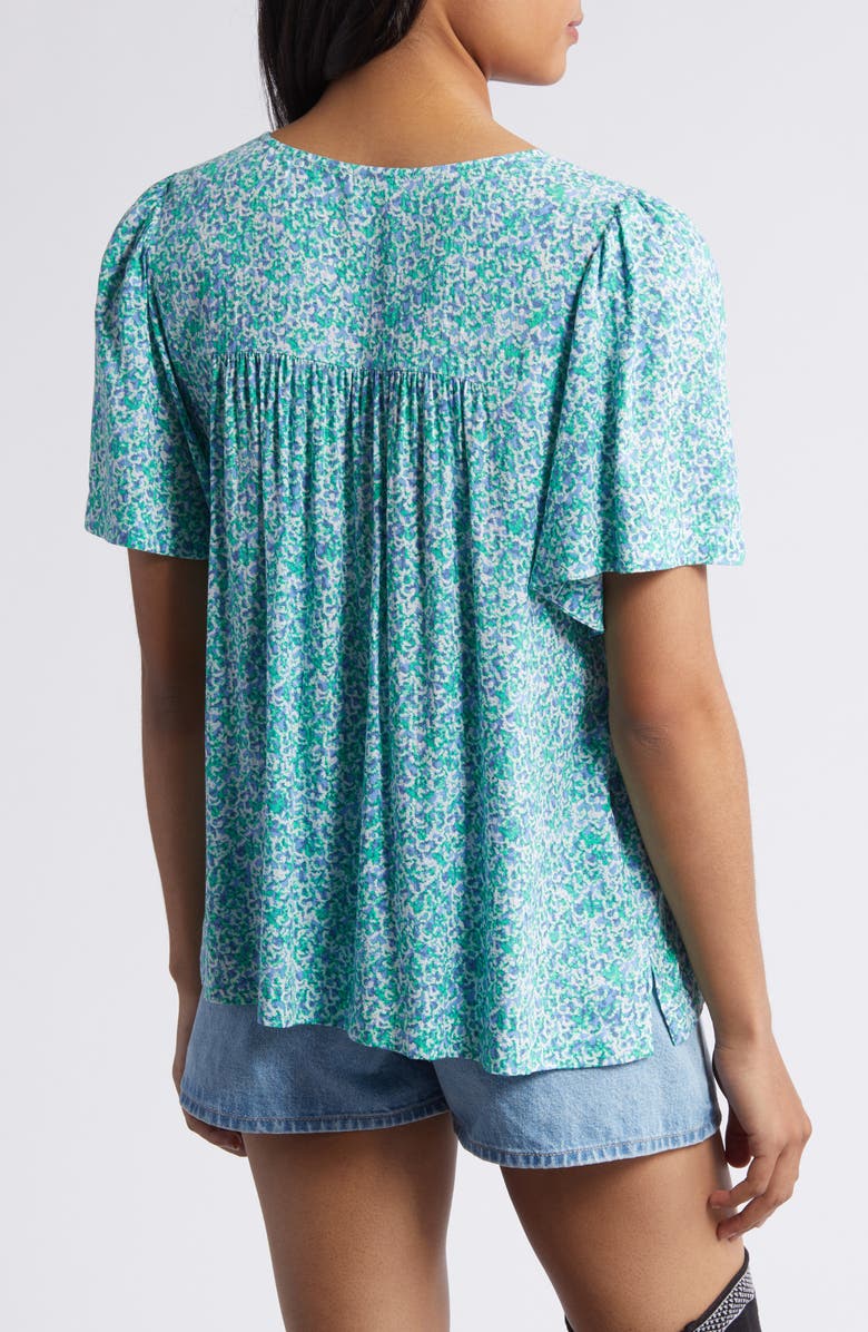Caslon<sup>®</sup> Print V-Neck Gauze Top, Alternate, color, Blue Cornflower Organic Geo