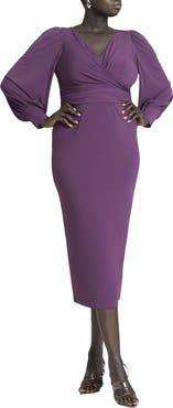 ELOQUII Cross Front Midi Dress