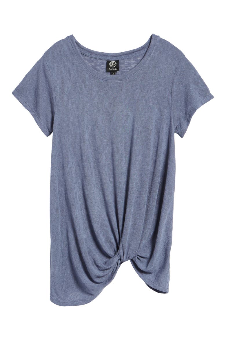 Jessica Twist Hem Slub Tee, Alternate, color, GREY
