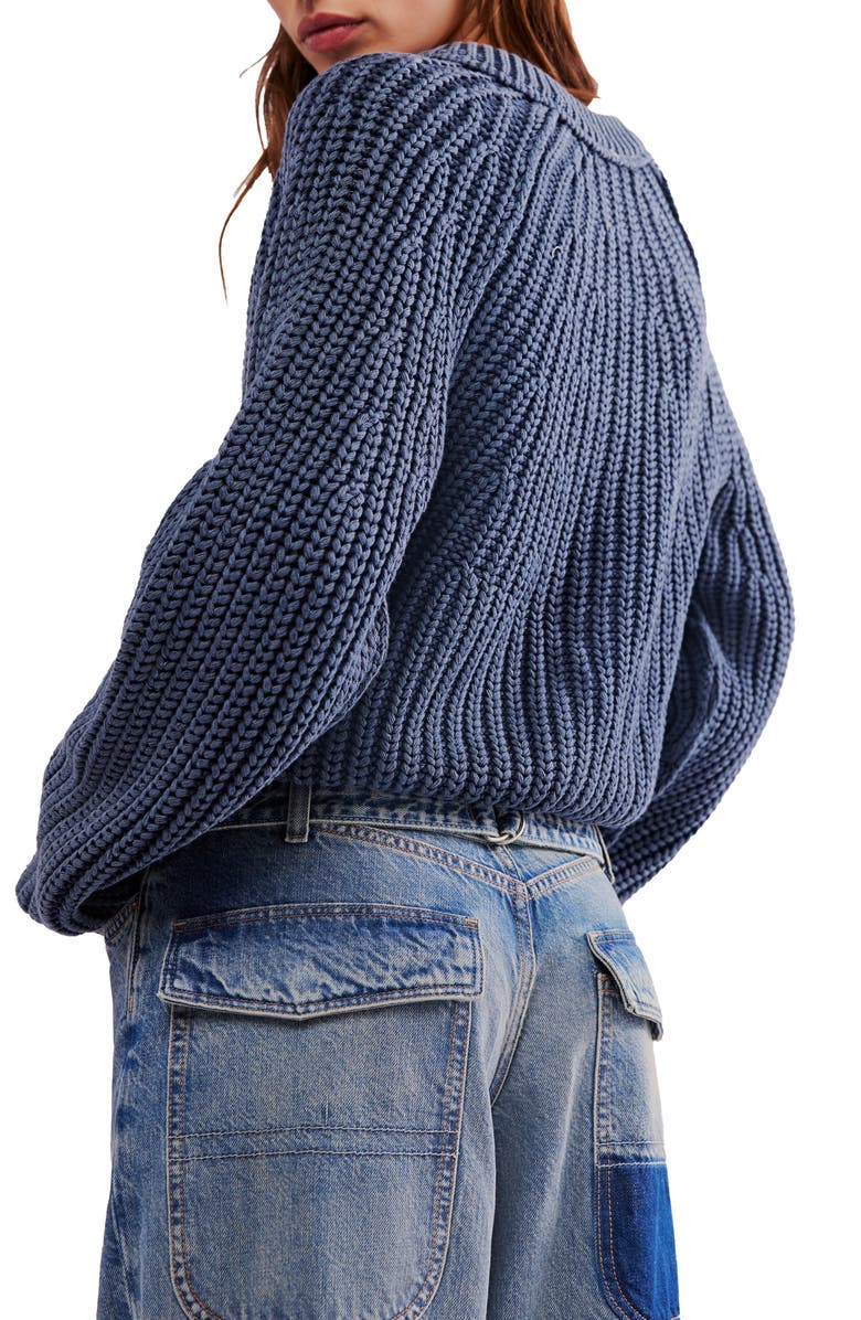 Free People Sweet Nothing Cotton Cardigan, Alternate, color, Navy