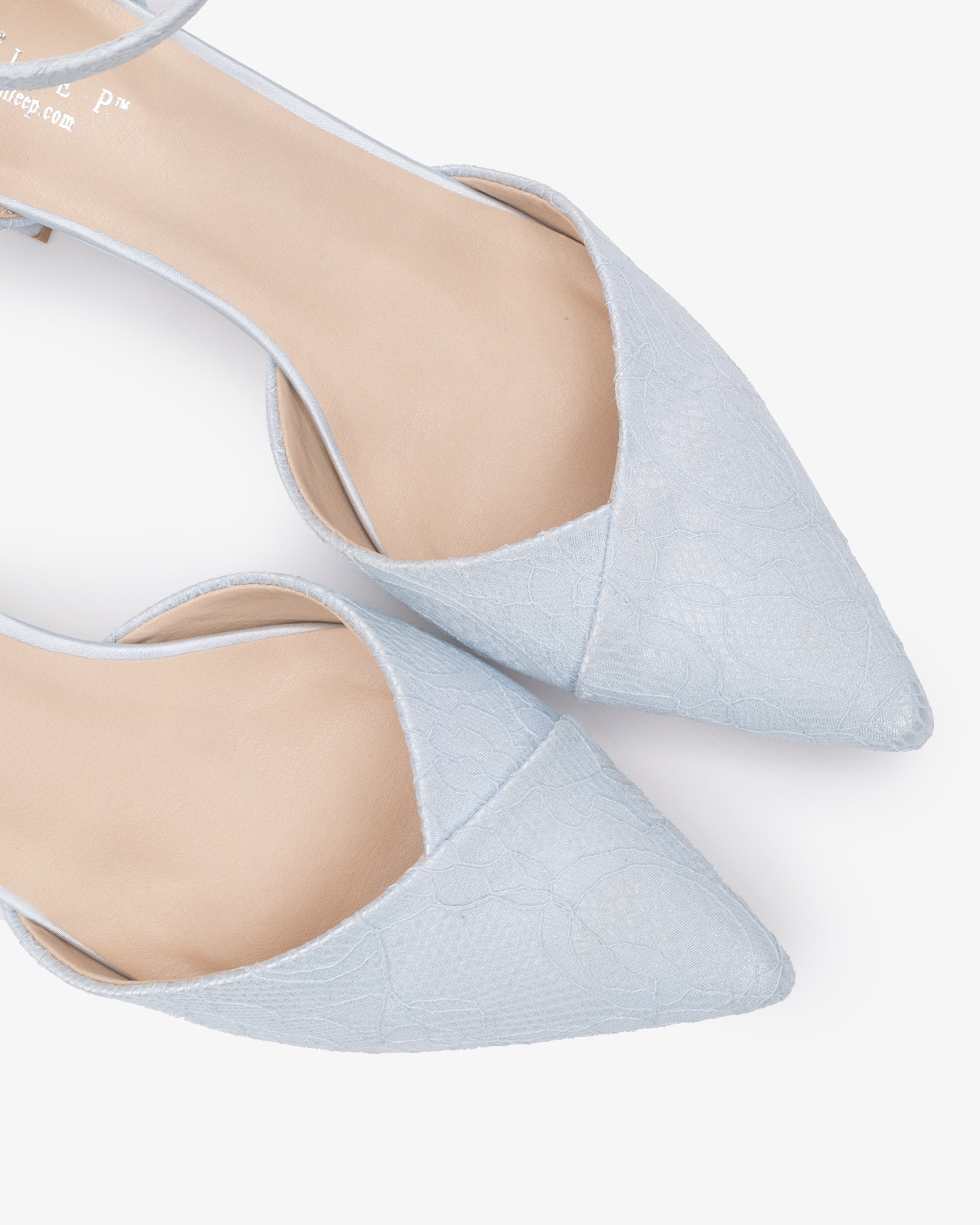 Kailee P Adele White Lace Pointy Toe Block Heel with Ankle Strap, Alternate, color, Light Blue
