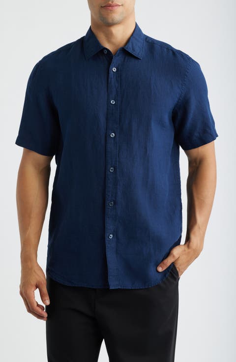 Orson Shaped Fit Short Sleeve Linen Button-Up Shirt