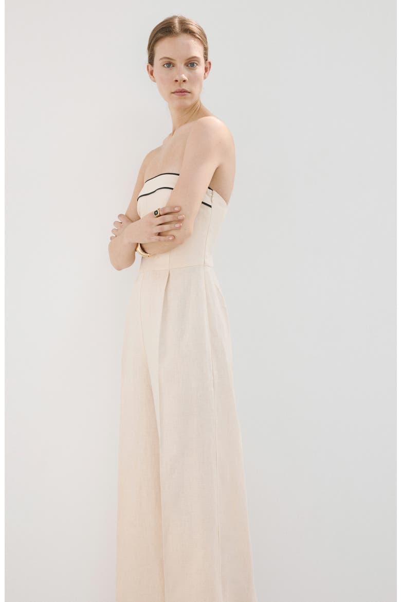 Mono Corso Strapless Linen Jumpsuit, Alternate, color, ECRU