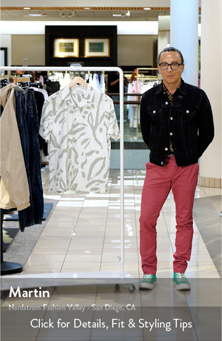 Abstract Print Stripe Seersucker Camp Shirt, sales video thumbnail