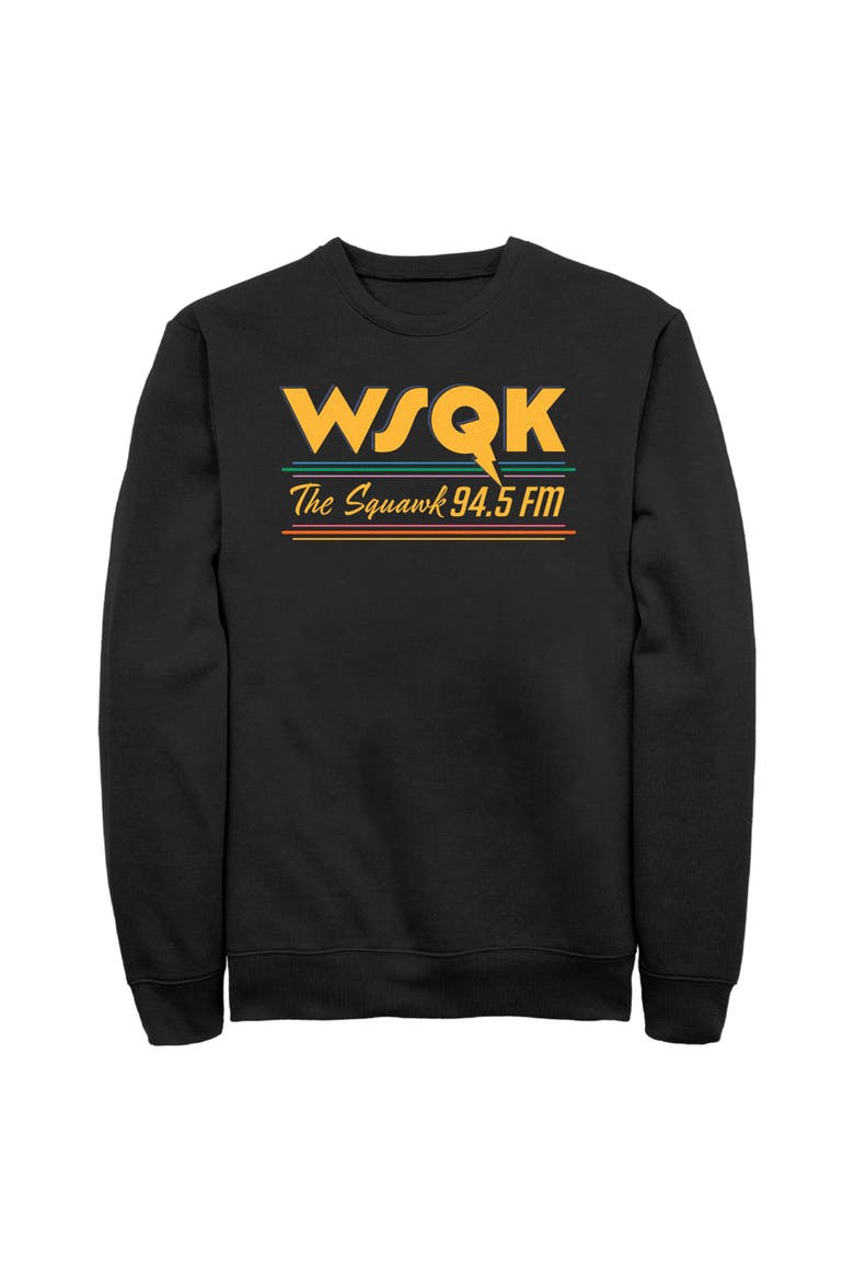 Men's Stranger Things Vintage Radio The Squawk WSQK  Sweatshirt, Main, color, Black