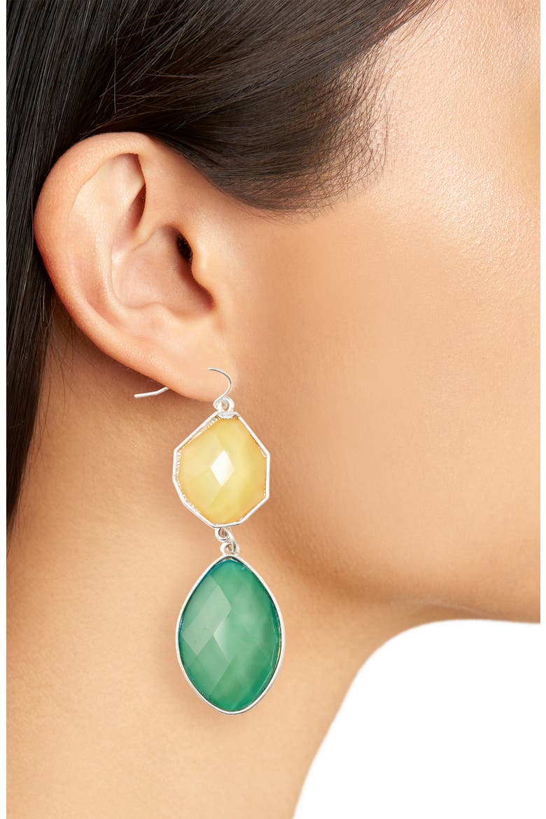 Stone Drop Earrings, Alternate, color, LIGHT GREEN/ YELLOW