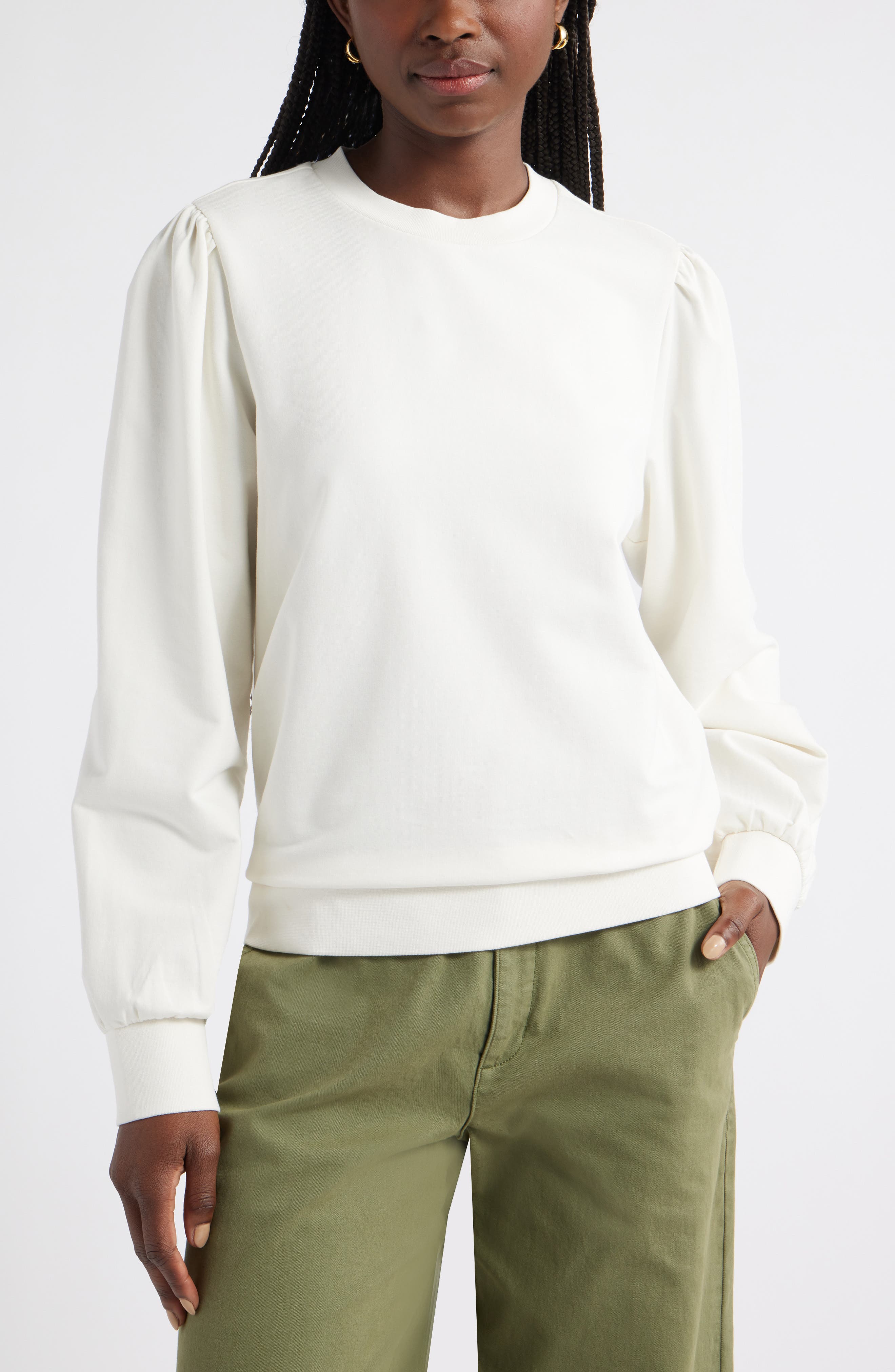 Caslon® Puff Shoulder Sweatshirt